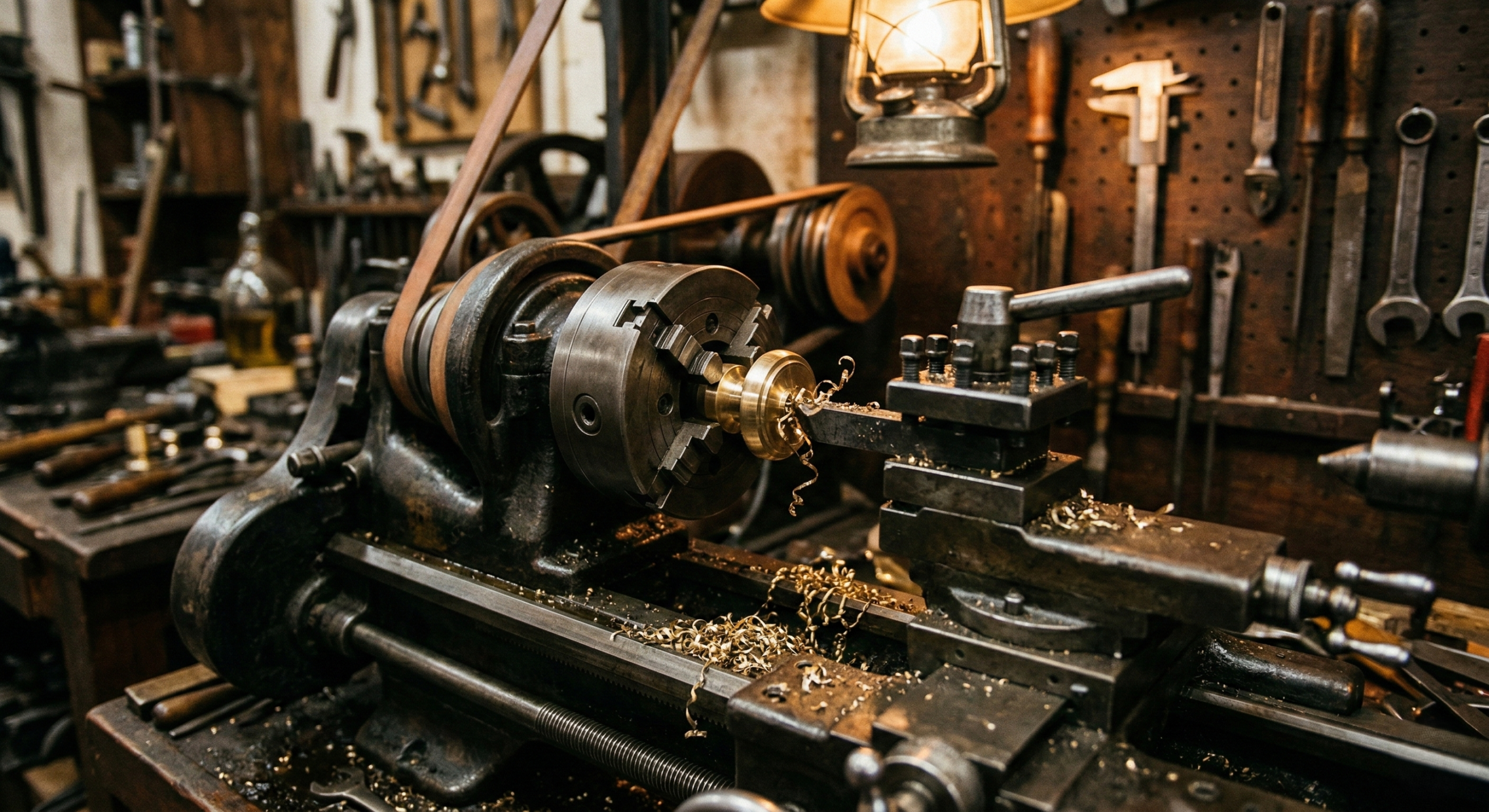 Desk with tools and light